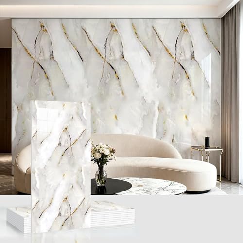 Zeihyeurus Pannelli PVC Effetto Marmo,Pannelli da Parete Design Marmo,Rivestimento Murale Aspetto Marmo,Facile da Installare,Resistente All'Abrasione E Ai Graffi,per Cucina E Bagno