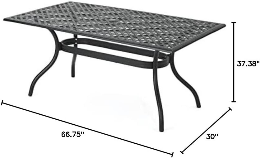 Christopher Knight Home Cayman Cast Aluminum Rectangle Table, Black Sand