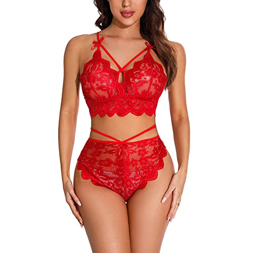 Pyjamas sexy ensemble trois points en dentelle douce et soutien-gorge ajustable