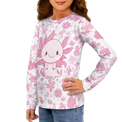 Image of Girls Long Sleeve Shirt with Cute Graphic Casual Pullover Tops 3-16Y