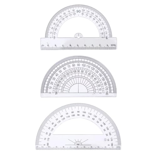 ZUWIJEQ 3 Stück Winkelmesser 180 Grad mit Lineal 180 Winkelmesser, Kunststoff, Mathematik-Messwerkzeuge, Lineal, aus Kunststoff, Goniometer 180 Grad,transparent ZUWIJEQ 3 Stück Winkelmesser 180 Grad mit Lineal 180 Winkelmesser, Kunststoff, Mathematik-Messwerkzeuge, Lineal, aus Kunststoff, Goniometer 180 Grad,transparent
