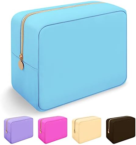 SOIDRAM Nylon Make-up-Tasche Große Größe – Kulturbeutel Mit Reißverschluss, Wasserabweisend, In Himmelblau