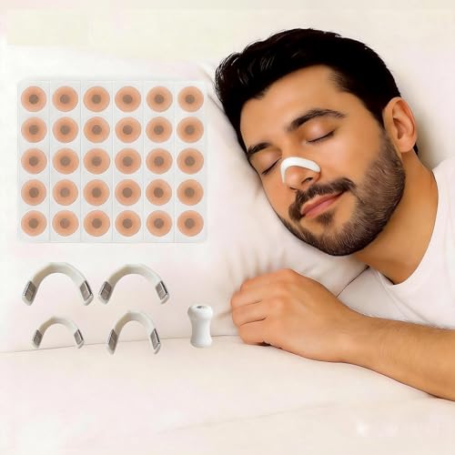 Bande Nasale Magnétique, Anti Ronflement Bandelettes Nasales, Ecarteur Nasal pour Améliorer Respiration et la Qualité du Sommeil, Confortable, Facile à...