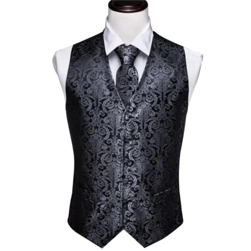 Men's Vintage Paisley Vest and Tie Set 4Pcs Formal Waistcoat Outfit for Business Wear4