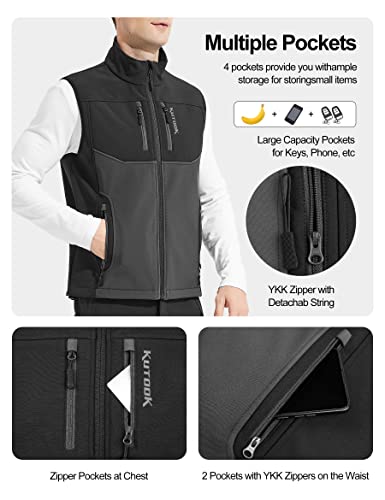 Chaleco softshell KUTOOK para hombre con forro polar transpirable y resistente al viento HC201 4