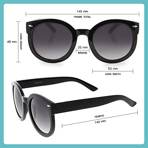 Image of zeroUV - Round Retro Oversized Sunglasses for Women with Colored Mirror and Neutral Lens 53mm