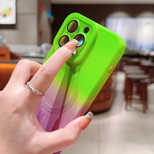 Coque silicone iPhone 13 dégradé vert violet pour recharge induction - 7