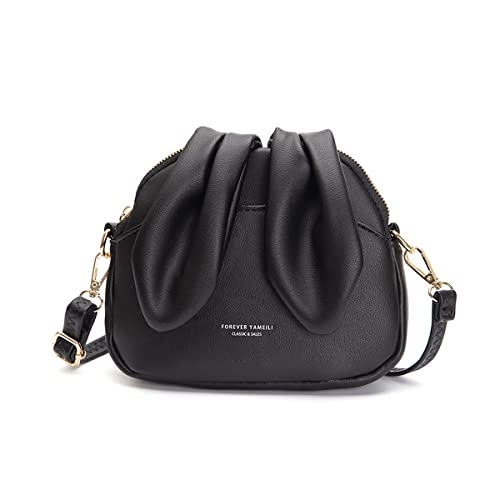 Pro-Noke Cute Crossbody Bag Rabbit Ears Shoulder Bag for Women Girl Messenger Bag Small Coin Purse Credit Function with Adjustable Strap (Black)