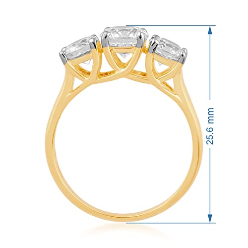 Jewelili 10K Yellow Gold 6.3 Mm And 5 Mm Round Cubic Zirconia Anniversary Ring, Size 8 #TOP3