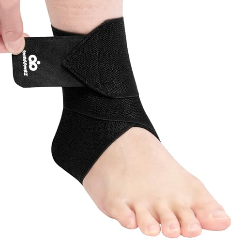 INDEEMAX Ankle Support Brace, Adjustable Ankle Wraps for Man and Women, Ankle Straps for Plantar Fasciitis, Achilles Tendonitis, Arthritis, Ligament damage,Injury Recovery, Single Black