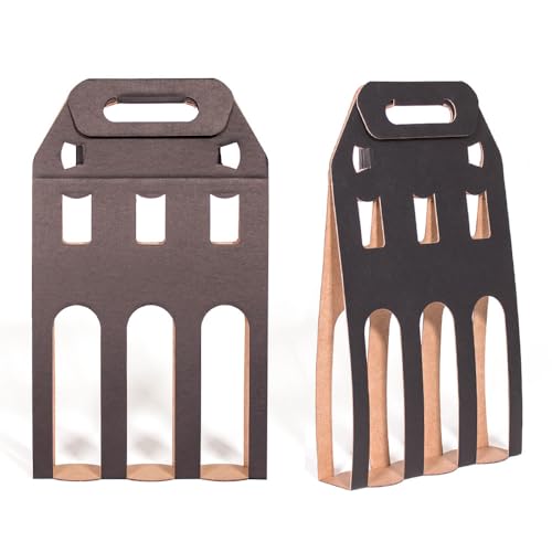 Pack 25 unidades - Expositor 3 botellas de cerveza - color negro. Portabotellas de cartón. Esuche para botellas ideal tamaño 33cl con ventana troquelada y asa. Caja cartón para cervezas - imagen 2