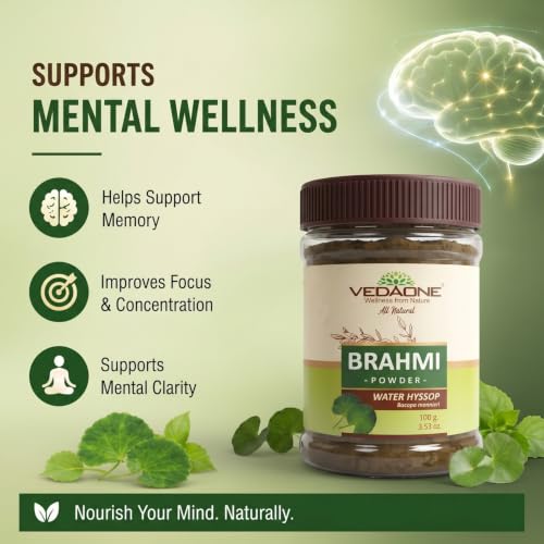 Image of VEDAONE Brahmi Powder (Bacopa monnieri) 100g | Ayurvedic Herbal Powder | Traditionally Used for Memory & Cognitive Wellness