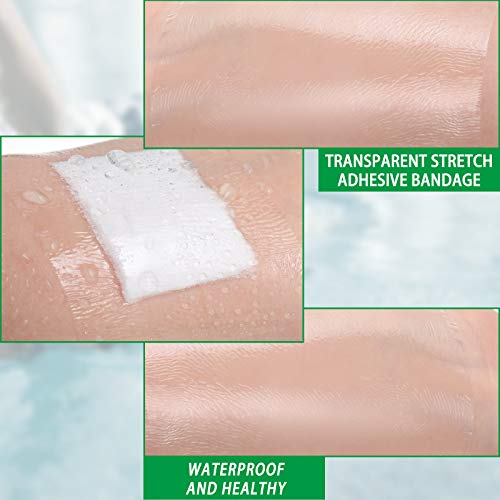 50 Pieces Waterproof Shower Patch Transparent Stretch Adhesive Bandage Protective Shower Bandage Cover Waterproof Transparent Film Clear Adhesive Bandages Dressing, 9 X 9 Inch #TOP5