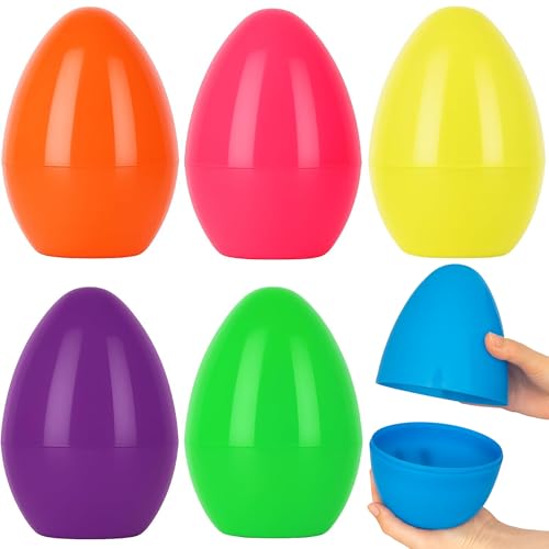 Celmuron 6 Pack 8 Jumbo Fillable Easter Eggs Extra Large Plastic Eggs for Treats Easter Basket Stuffers Egg Hunt Party Favors Classroom Rewards Spring Holiday Decorations