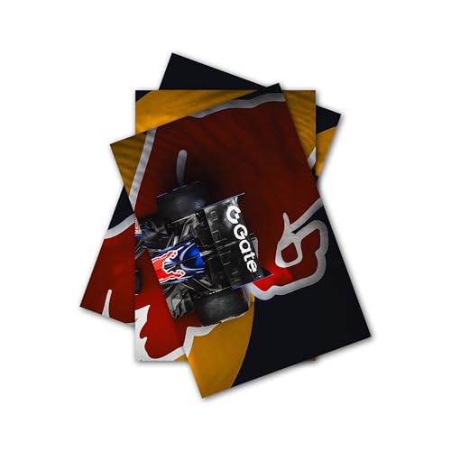 Image of Wrap & Wish Red Bull Racing RB22 Formula 1 2026 Top View Split Wall Posters Set (A4 Size, 9x12 Inch) | Pack of 3 | Vintage F1 Designs & Marvel Room Decor