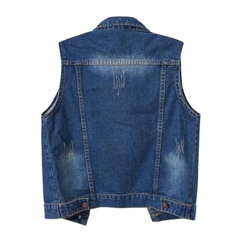 Womens Frayed Denim Vest Jacket Sleeveless Ripped Jacket Vest with Pockets Lapel Button Down Jean Waistcoat2