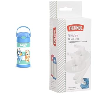 THERMOS 12 Oz FUNTAINER Kids Water Bottle, 2 Replacement Straws for FUNTAINER 12 Oz Bottle