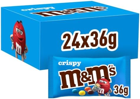 M&M'S Crispy Schokolinsen, Schokolade Großpackung für Halloween 24x36g | Knusprige Schokolinsen mit Knusperkern und Milchschokolade. Perfekt für Halloween Buffets und das herbstlic