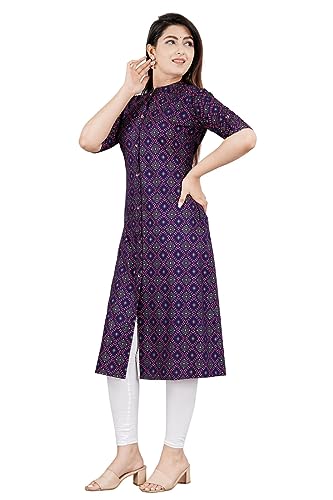 Image of Women Printed Collar Neck Half Sleeve Regular Fit Formal Kurti for Women's
