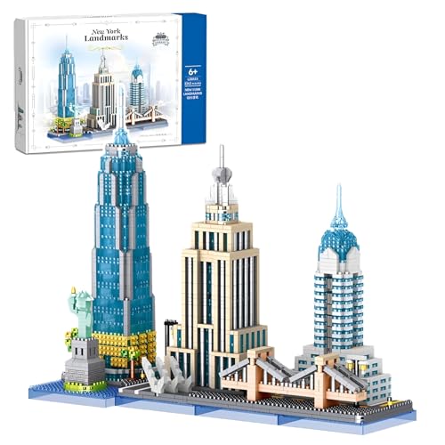 MirthMakers New York City Skyline Building Blocks Set 3262PCS Urban Street View Micro Bricks Kit Home Office Decor Landmark Model for Adults and Advanced Builders