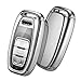 OATSBASF Funda de Silicona para Llave Audi, Cover Carcasa de TPU Cromo Suave para Audi A4, A5, A6, A7, Q5, Q7, Q8, RS SQ 3 Keyless Botones (Plata)