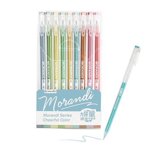 9 Colored Gel Pens Set, 0.6mm Fine Point for Black Paper & White Paper, Pens for Journaling, Adult Coloring Books, Bible, Drawing, Note Taking, Art & Journaling Supplies (Morandi-Cheerful Color)