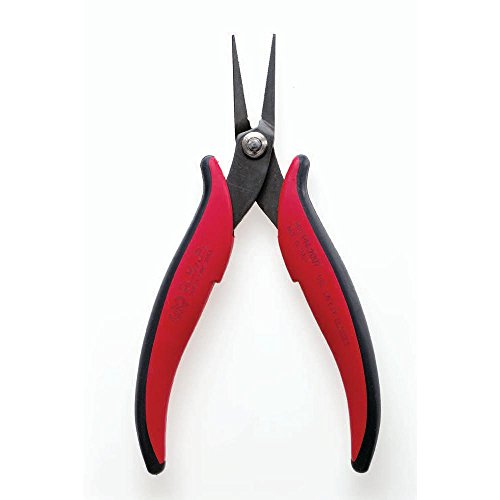 Hakko CHP PN-2007 Long-Nose Pliers, Flat Nose, Flat Outside Edge, Serrated Jaws, 32mm Jaw Length, 3mm Nose Width, 3mm Thick Steel