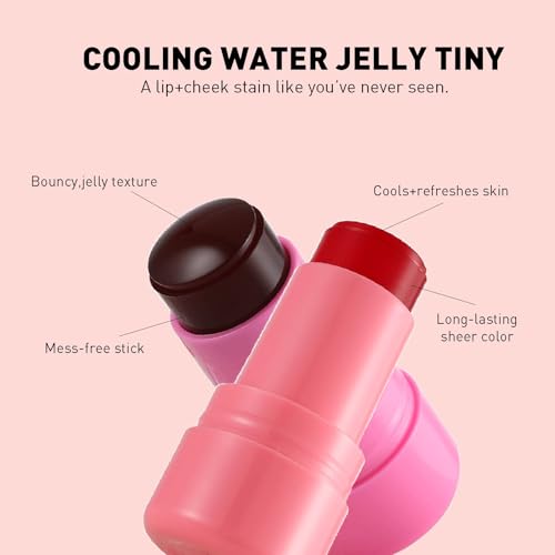 G G Colors 2 PCS Jelly Tint Blush, Moisturizing Natural Lip Stain Tint and Cheek Stick, Jelly Tint Cooling Water Jelly Tint Blush Stick