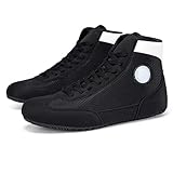 Botas de boxeo de entrenamiento, zapatillas altas para lucha, transpirables, antideslizantes, soporte para el tobillo, zapatillas de fitness para, Negro , 44 EU