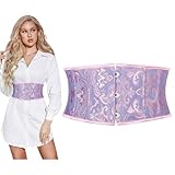 ⭐ Cinturón de corsé para mujer: diseño de botón pequeño, fácil de poner y quitar; el otro lado está decorado con encaje para aumentar la sensación del diseño. Este corsé con cordones está hecho de material de poliéster de alta calidad y tela jacquard, que es colorida, vívida y realista, y tiene una sensación cóncava y convexa.