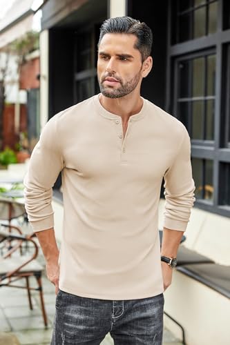 COOFANDY Men's Henley T-Shirts Long Sleeve Pullover Shirt Casual Heavyweight Button Shirts Basic Tees2