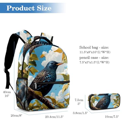 Cartable école avec trousse étourne mignon pour élèves CP et collège