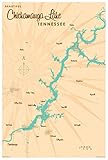 Chickamauga Lake Tennessee Giclee Art Print Poster from Illustration by Lakebound 12' x 18'
