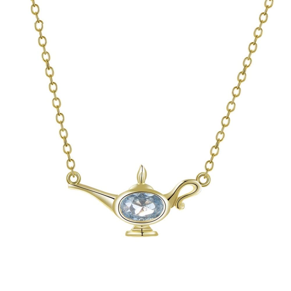 Cadena de Plata de Ley, Collar de Plata de Ley S925 con Piedra Natal Personalizada, Collar con Colgante de Tetera de Cristal Infinito, Gargantilla Delicada y Moderna, Collar Delicado, Cadena de