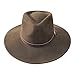B&S Premium Lewis - Wide Brim Fedora Hat - 100% Wool Felt - Water Resistant - Leather Band - Dark Brown 60