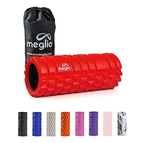 Meglio Grid Foam Roller for Muscle Massage - Ideal for Deep Tissue Muscle Massage, Relieves Muscle Tension & Aches, Trigger Point Foam Roller with Grid Design for Myofascial Release - Exercise Guide Cover