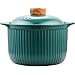 Duży garnek do zapiekania z pokrywką, okrągły ceramiczny pojemnik z emalią reakcyjną na kolację, kuchenny garnek do pieca, nieprzywierający garnek do gulaszu bankiet i imprezę - zielony 31 x 22,5 cm (12 x 9 cali)