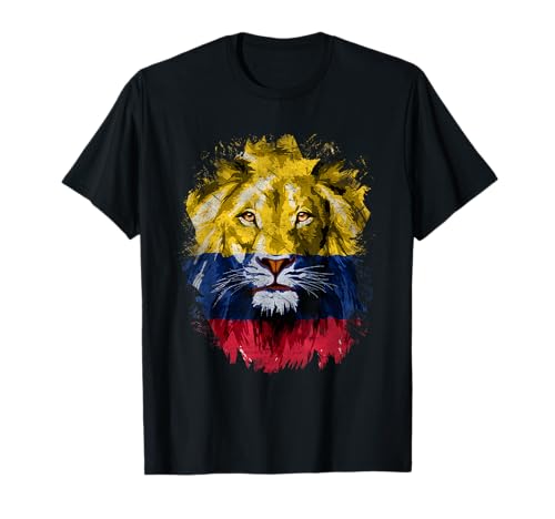 Vintage Colombia Flag with Lion Face Colombia Colombian Flag T-Shirt