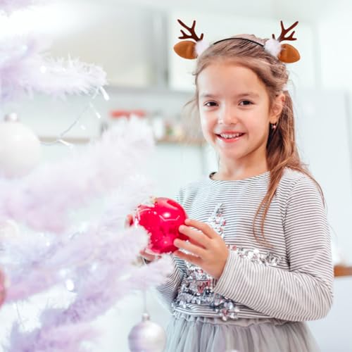 minkissy 2 Stücke Weihnachten Rentier Geweih Stirnband Plüsch Filz Rotwild Ear Elk Horn Hairband Krone Haarreifen Cosplay Kopfschmuck Für Weihnachten Party Urlaub Hochzeit Geschenk