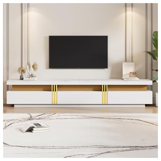 Elegantes TV Lowboard in Weiß mit Marmor-Optik