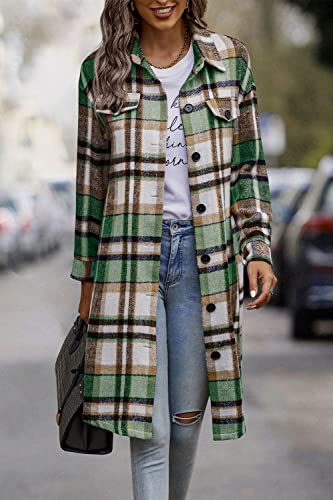 Image of PRETTYGARDEN Womens Plaid Shacket Jacket Flannel Shirts