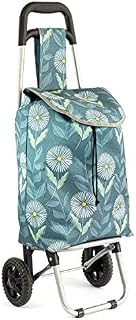 Lightweight Wheeled Shopping Trolley - Push Cart Luggage Bag with Wheels Easy Rolling Foldable Frame (Daisy)