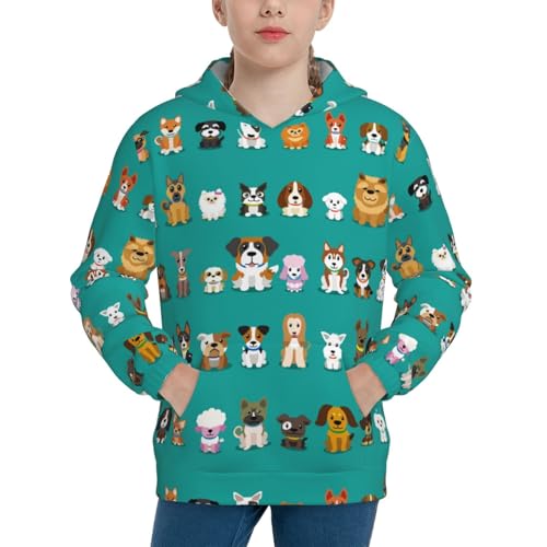 Cartoon Dogs Kids Pullover Hoodies Boys Sweatshirts Girls Athletic Clothes with Pocket