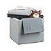 Produktbild Relaxdays Sitzhocker mit Stauraum, HxBxT: 42 x 40,5 x 40,5 cm, Aufbewahrungsbox, Leinen Optik, Stoff, grau