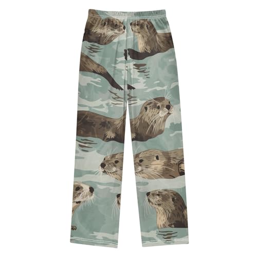 ZZXXB Water Otter Boys Long Pants Soft Trousers Elastic Waist Kids Lounge Bottoms with Pockets S-XL2