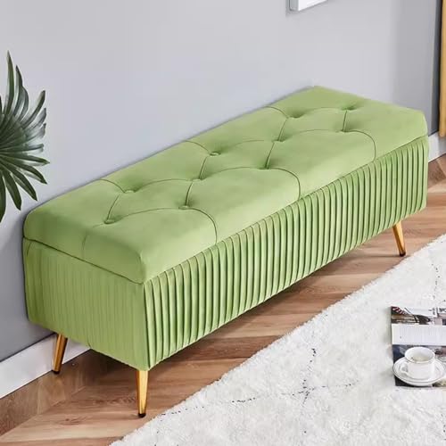 Pouf de rangement capitonné vert citron pour sublimer la chambre - 2