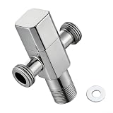 Edelstahl-Eckventil, schnell zu öffnender Zwei-Wege-Wasserhahn mit G1/2-Gewinde, für Kern für Badezimmer, Küche, Spüle, Wasserdurchflusskontrolle (Silber)