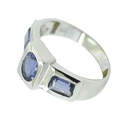 Bague iolite argent 925 évite les allergies et s'adapte à toutes tailles