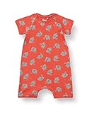 Der Overall besteht aus orangefarbenem Single Jersey mit Elefanten Alloverprint