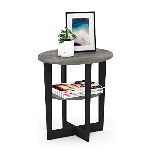 Furinno Jaya Side Table, 2-Tier Round End Table With Oval Tabletop, Night Stand, Bedside Table With Open Shelf, For Living Room, Bedroom, French Oak